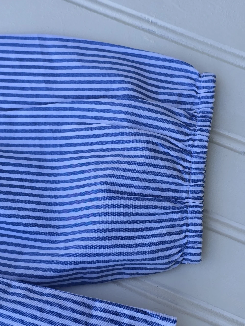 ​J. Crew Blue & White Striped Ruffle Shoulder Long Sleeve Blouse - Size M